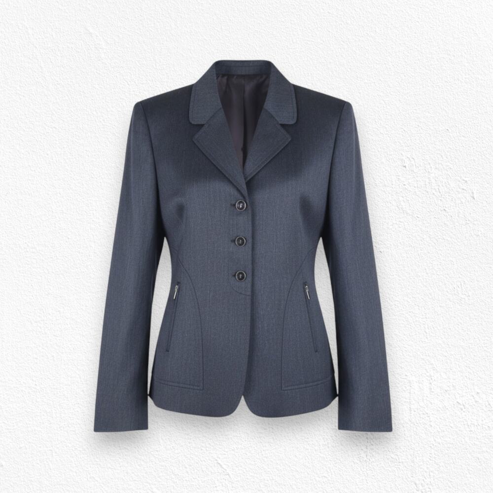 Vintage 80s Albert Nipon Charcoal Gray Wool Tailored Blazer Jacket Size 10